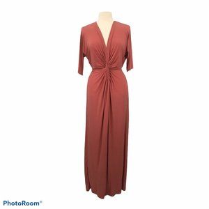 Koh Koh Pink‎ Long Maxi Dress, Twist Front, Small